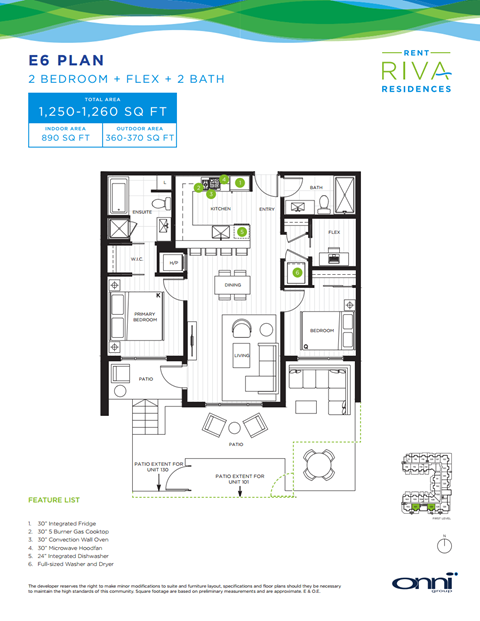 Floor plan for 2 beds, 2 baths, 890 sqft